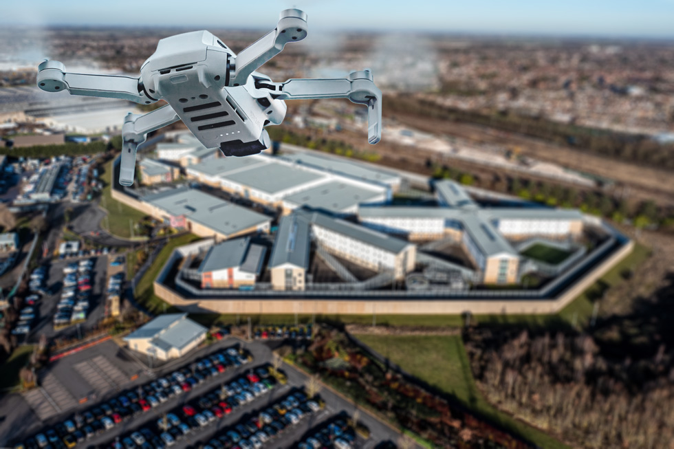 drone-is-flying-over-a-prison-privacy-invasion-uav
